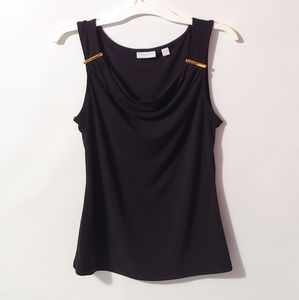 New York & Co Womens Sleeveless Blouse Black Small